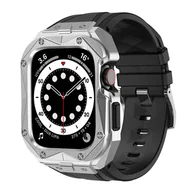 Akcesoria do smartwatchy - Kingxbar CYF140 2w1 pasek Apple Watch Ultra, SE, 8, 7, 6, 5, 4, 3, 2, 1 (49, 45, 44, 42  mm) z wbudowanym pancernym etui ze stali nierdzewnej srebrny - miniaturka - grafika 1