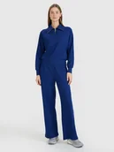 Spodnie sportowe damskie - 4F Spodnie oversize z szerokimi nogawkami damskie - granatowe XL - miniaturka - grafika 1