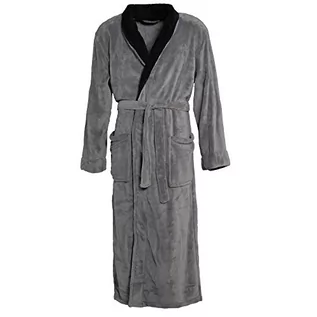 Szlafroki męskie - CelinaTex Nevada 0004315 elegancki płaszcz kąpielowy z kołnierzem dla kobiet i mężczyzn, odpowiedni do sauny, materiał: miękki polar (Coral Fleece), gramatura dzianiny: ok. 260 g/m, kolor: szar - grafika 1