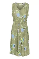 Sukienki - Damska sukienka maxi bez rękawów Flared Tiers Straight Neck Summer Luźny Fit Kobiety, Vintage Olej Zielony Kwiatowy, 42 - miniaturka - grafika 1