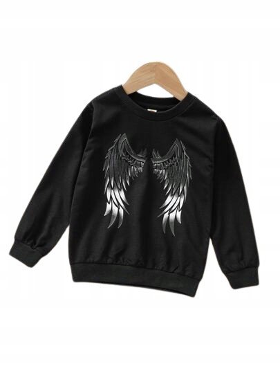 SHEIN BLUZA DZIECIĘCA CZARNA Z NADRUKIEM 92 V3W