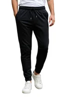 Dresy męskie - TRENDYOL MAN MĘSKIE SPODNIE DRESOWE CZARNE Z MANKIETEM I WIĄZANIEM S 5DA - miniaturka - grafika 1