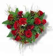 Sztuczne kwiaty - STROIK NA POMNIK SERCE KOMPOZYCJA KWIATOWA CZERWONE RÓŻE NA GRÓB - miniaturka - grafika 1