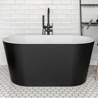 Wanny - VENTE-UNIQUE Wanna wolnostojąca owalna - 180 L - 130 x 71 x 58 cm - Czarna - Akrylowa - APOGON - miniaturka - grafika 1