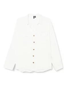 VERO MODA Koszula damska VMBUMPY L/S Shirt New NOOS TLL, Snow White, XS-Tall - Koszule damskie - miniaturka - grafika 1
