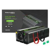 Przetwornice samochodowe - Qoltec Monolith 600W 1200W 12V Na 230V Czysty Sinus - miniaturka - grafika 1