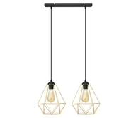 Lampy sufitowe - Żyrandol na lince KARO 2xE27/60W/230V złoty/czarne - miniaturka - grafika 1