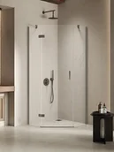 Kabiny prysznicowe - Kabina prysznicowa pięciokątna lewa drzwi uchylne kolor stal szczotkowana 90x90 cm K-4787 New Trendy Nesta Gunmetal Brushed - miniaturka - grafika 1