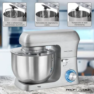 Robot kuchenny, mikser planetarny 10 Litrów ProfiCook PC-KM 1188 - Roboty kuchenne - miniaturka - grafika 7
