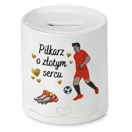 Skarbonki - SKARBONKA DLA PIŁKARZA PIŁKARZ O ZŁOTYM SERCU z Nadrukiem ze Zdjęciem z Nad + Opakowanie na prezent (wzór 03) - miniaturka - grafika 1