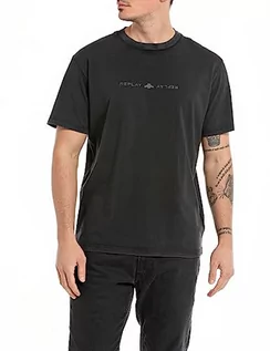 Koszulki męskie - Replay koszulka męska regular fit, 099 Blackboard, XXL - grafika 1