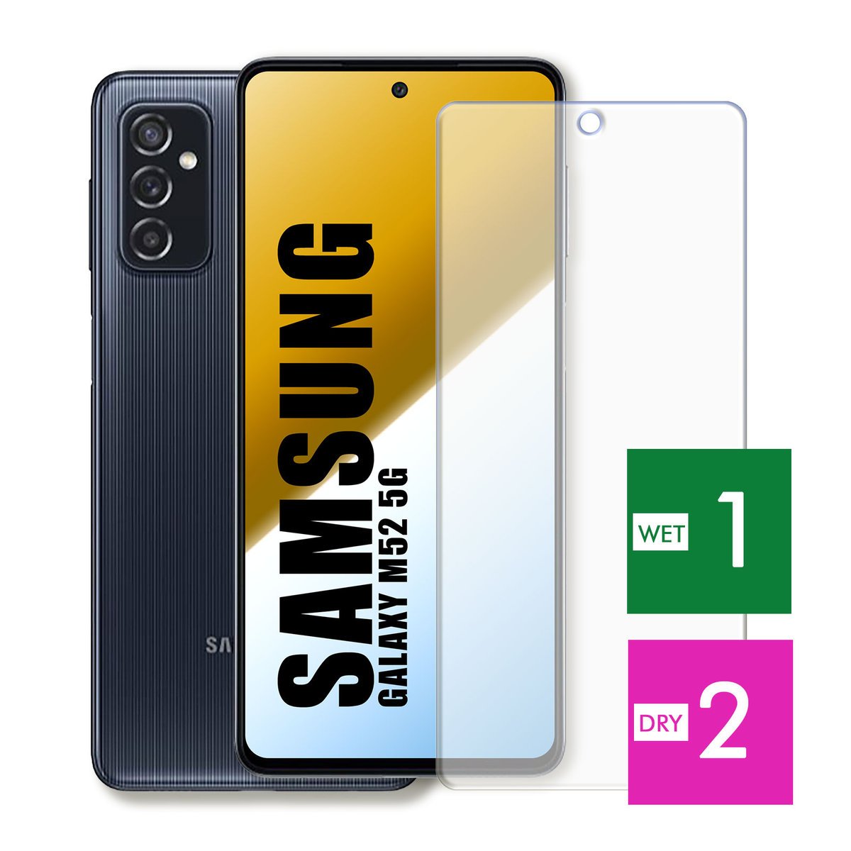 WZMOCNIONE SZKŁO DO SAMSUNG GALAXY M52 5G SZYBKA HARTOWANE 9H JAKOŚĆ