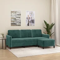 Sofy i kanapy - 3-osobowa sofa z podnóżkiem, ciemnozielony, 180 cm, aksamit - miniaturka - grafika 1