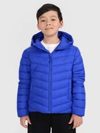 Kurtki i kamizelki sportowe męskie - 4F Kurtka puchowa z wypełnieniem syntetycznym chłopięca - niebieska 122 (6-7 lat) - miniaturka - grafika 1
