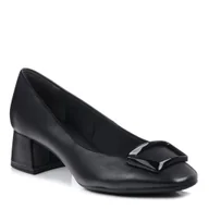 Czółenka - Czółenka damskie na obcasie skórzane czarne Tamaris 22302-41 - miniaturka - grafika 1