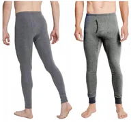 Pozostała odzież narciarska - Kalesony męskie ocieplane Termoaktywne Bawełniane zimowe r. S/M SZARE - miniaturka - grafika 1