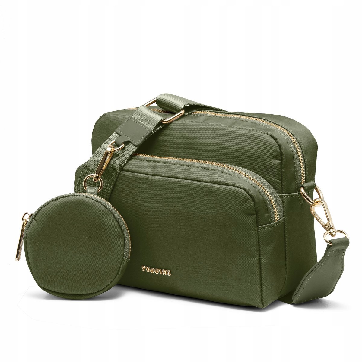 Torebka Damska Miejska z Saszetką Zielona Na Szerokim Pasku PUCCINI TM248-5