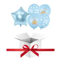 Baby shower i roczek - Balony z HELEM na Baby Shower 'Słonik i kropeczki' niebieski + Pudełko prezentowe 50x50x50cm + karteczka z Twoimi życzeniami - miniaturka - grafika 1