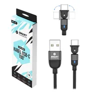 Kable USB - SMART HARDWARE KABEL 180° USB-A DO USB-C 1M CZARNY - miniaturka - grafika 1