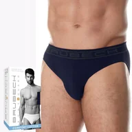 Majtki męskie - BRUBECK BE0029M majtki męskie bezszwowe DOPASOWANE SLIPY granatowy - M - miniaturka - grafika 1