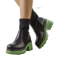 Botki damskie - Czarne botki z czerwoną podeszwą Tomlin - ButyModne - miniaturka - grafika 1