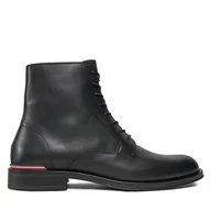 Botki męskie - Kozaki Tommy Hilfiger Core Rwb Hilfiger Lth Lce Boot FM0FM05030 Czarny - miniaturka - grafika 1