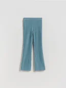 Spodnie i spodenki dla dziewczynek - Reserved - Prążkowane legginsy flared - jasnoturkusowy - miniaturka - grafika 1