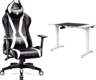 Fotele gamingowe - Fotel Diablo Chairs X-Horn 2.0 czarno-biały + EGON 1100 Białe 110 cmx60 cm - miniaturka - grafika 1