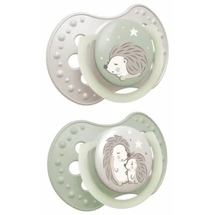 Smoczek LOVI Night&Day Hedgehog 6-18 m (2 szt.) Zielono-szary - Smoczki uspokajające - miniaturka - grafika 1
