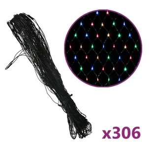 vidaXL Siatka z lampek LED, kolorowa, 3x3 m, 306 LED, do domu i ogrodu 328781 - Lampy ogrodowe - miniaturka - grafika 7