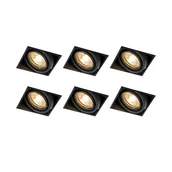Oprawy, klosze i abażury - QAZQA Zestaw 6 reflektorów wpuszczanych czarnych GU10 uchylnych bez wykończenia - Oneon - miniaturka - grafika 1