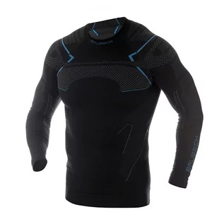 Bluzy sportowe męskie - Brubeck - Bluza termoaktywna Thermo - Nilit® Heat - Czarno-Niebieska - LS13040A - grafika 1