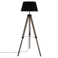 Lampy stojące - Emako Drewniana lampa podłogowa stojąca z abażurem RUNO lampa na regulowanym statywie kolor czarny wys 145 cm | B01619JDBA - miniaturka - grafika 1