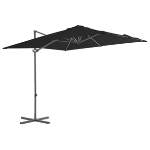 vidaXL Parasol wiszący na stalowym słupku, czarny, 250x250 cm 46990 - Parasole ogrodowe - miniaturka - grafika 1