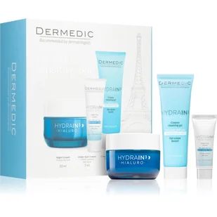 Dermedic Hydrain 3 Hialuro promocyjny zestaw - krem na noc 50 ml + krem pod oczy 7 ml + kremowy żel do mycia 25 ml - Zestawy kosmetyków damskich - miniaturka - grafika 1