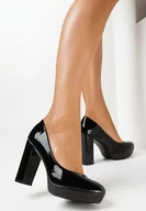 Czółenka - Czarne Lakierowane Czółenka na Słupku i Platformie Derdax - miniaturka - grafika 1