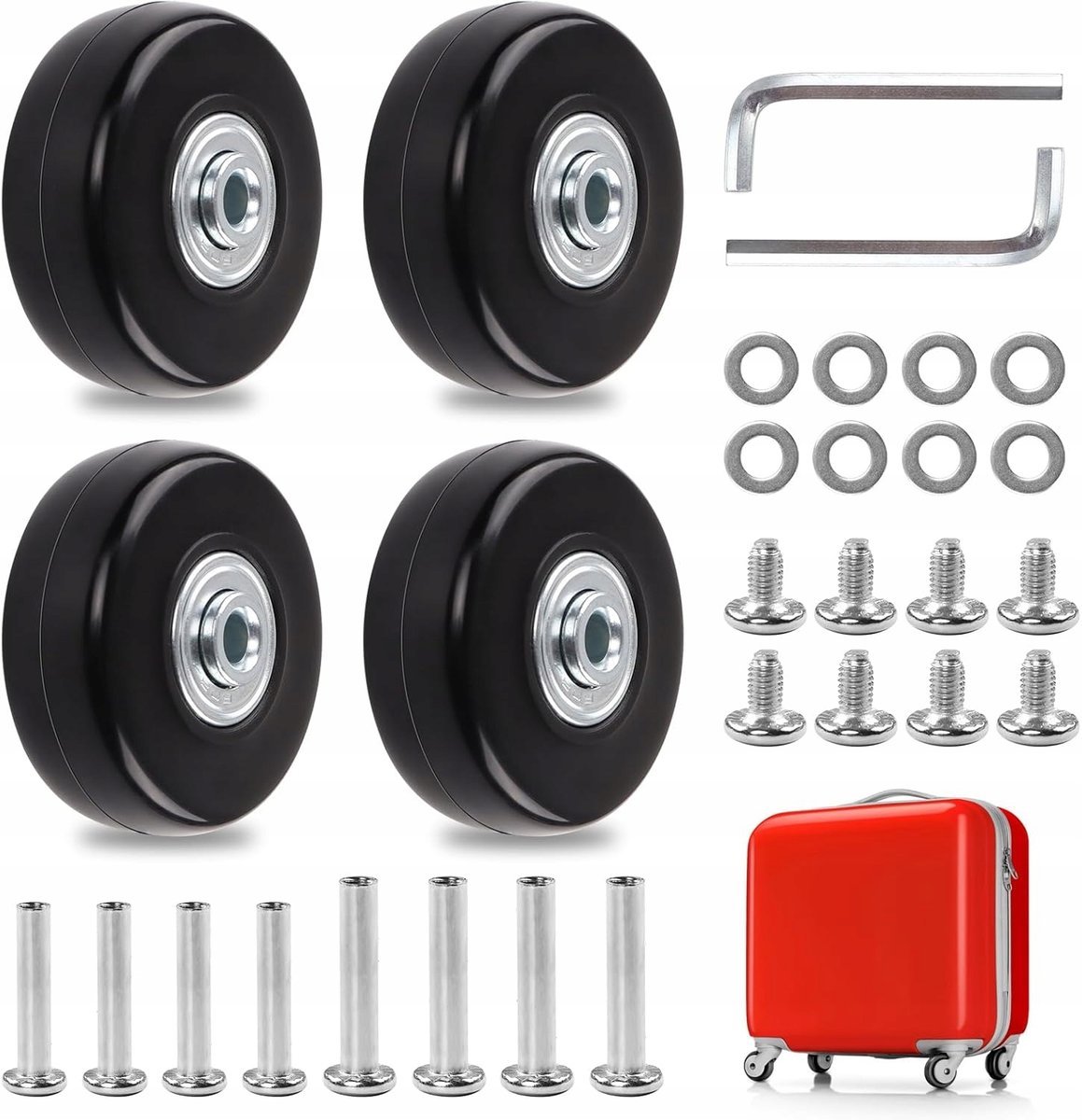 ZESTAW KÓŁEK DO WALIZKI CZĘŚCI NAPRAWCZE BAGAŻY WALIZEK TOREB 4 SZT 50*18mm