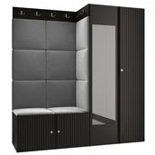 Meble do przedpokoju - Garderoba frezowana z lustrem, meble do przedpokoju, panele tapicerowane PANAMA 9 - miniaturka - grafika 1