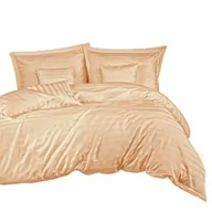 Pościel - Darymex Pościel bambusowa 160x200 beżowa paski satyna bawełniana jednobarwna 2 poszewki 70x80 Bamboo 23 - miniaturka - grafika 1