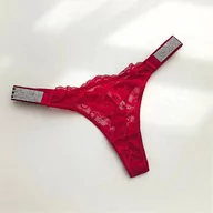 Majtki damskie - Stringi koronkowe z ozdobnymi paskami - Czerwony XL - miniaturka - grafika 1