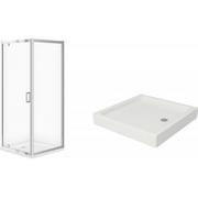 Kabiny prysznicowe - Zestaw Cersanit Arteco kabina prysznicowa 80x80 cm kwadratowa z brodzikiem Tako białym chrom/szkło przezroczyste (S157009, S204011) - miniaturka - grafika 1