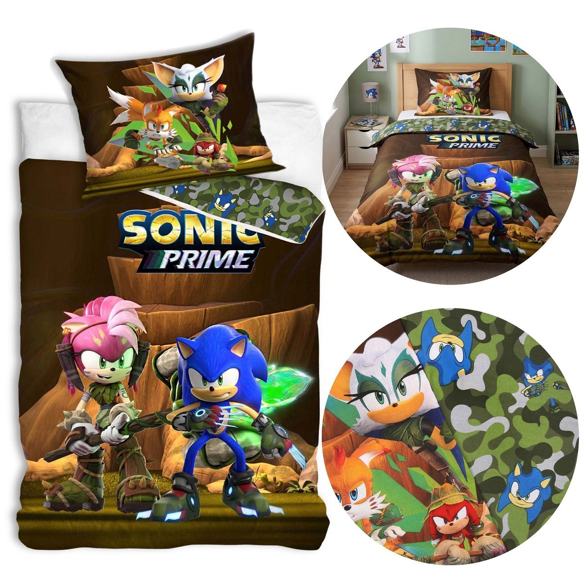 Sonic DWUSTRONNA, bawełniana pościel dziecięca na zamek, 100% BAWEŁNA 140x200cm+60x70cm OEKO-TEX