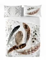 Pościel - Matex Pościel satynowa 220x200 pióra biała beżowa Prestige 1 - miniaturka - grafika 1