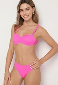 Stroje kąpielowe - Różowe Bikini Biustonosz Wiązany na Plecach 2 Pary Majtek Typu Figi Galarella - miniaturka - grafika 1