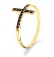 Pierścionki - ZŁOTY PIERŚCIONEK KRZYŻ CZARNE CYRKONIE 333 R: 11 - miniaturka - grafika 1