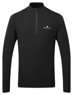 Bluzy sportowe męskie - RONHILL bluza biegowa męska CORE THERMAL 1/2 ZIP TEE black/ bright white - miniaturka - grafika 1
