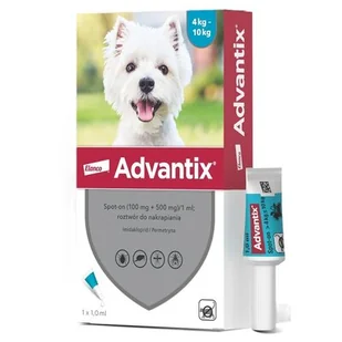 Bayer ADVANTIX SPOT-ON 1,0ml d/psa 4-10kg op.4ampułki - Artykuły przeciw pasożytom - miniaturka - grafika 1