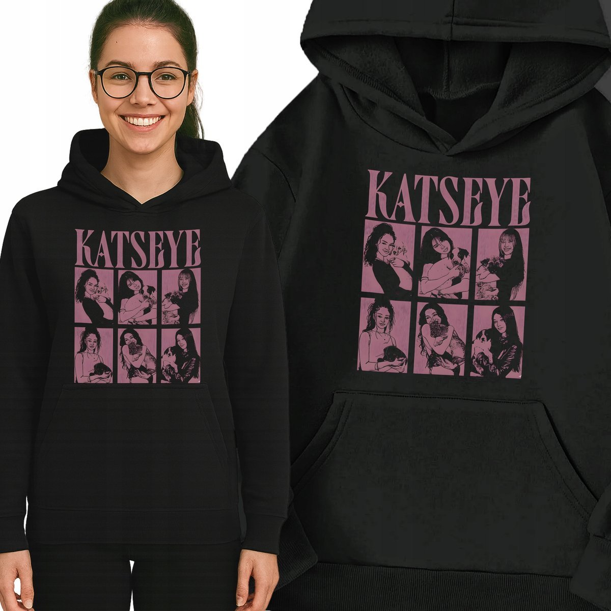Bluza Czarna Z Kapturem KATSEYE MERCH Muzyka K-pop Idolki Prezent - XXL Wz