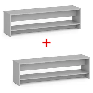 Ławka szatniowa z półka na obuwie 1+1 GRATIS, wzmocniona, 1500 mm, szara - Wyposażenie sportowe i gimnastyczne - miniaturka - grafika 1