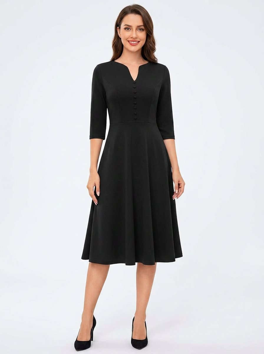 Sukienka Damska Midi Long Sleeve Wizytowa Elegancka Wygodna Czarna L
